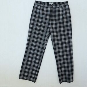 Reformation Franklin Pant Women's 10 Black/White Plaid High Rise Straight Preppy